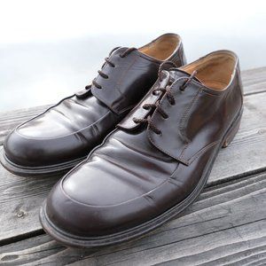 Johnston & Murphy E Collection Brown Leather Apron Toe Oxford Italy Men's 8.5 M